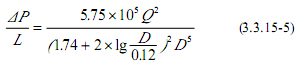 管網(wǎng)的阻力損失應(yīng)根據(jù)管道種類(lèi)確定。當(dāng)采用鍍鋅鋼管時(shí),其阻力損失可按下式計(jì)算